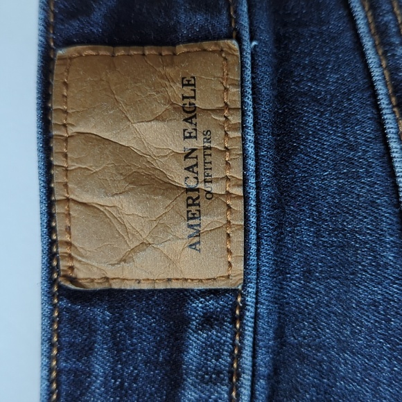 AEO Next Level Stretch X Super Hi-Rise Mini Distressed Jean Skirt 4R Blue - Picture 9 of 16